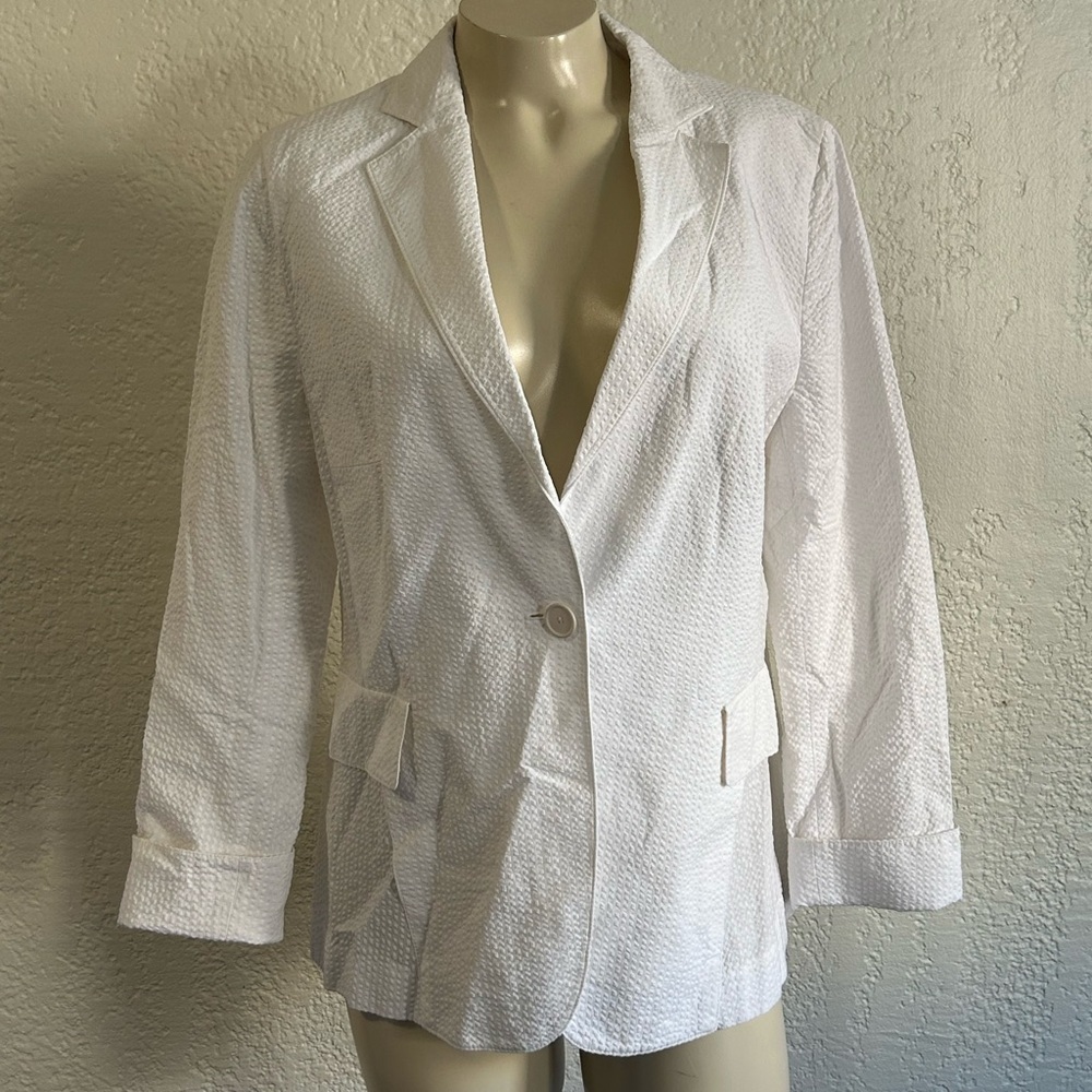 Akris punto for Saks fifth crinkled cotton/linen blazer sz 12